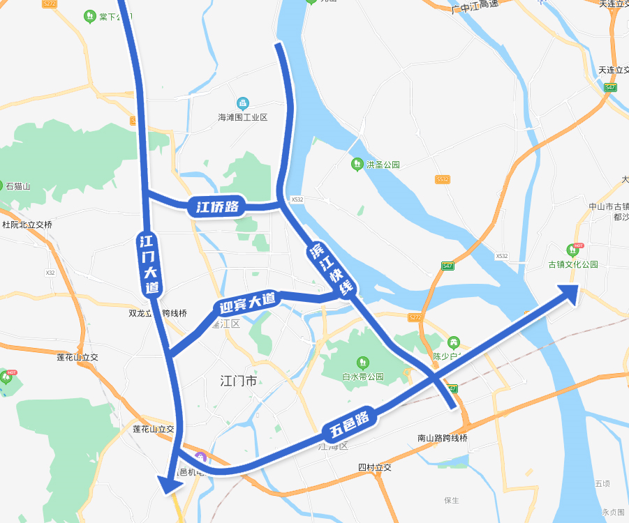 中开高速线路图江门图片