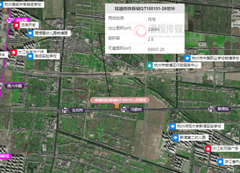 紧挨8号线站口 钱塘区高铁新城1宗小规模宅地选址公示_地块_规划_杭州市
