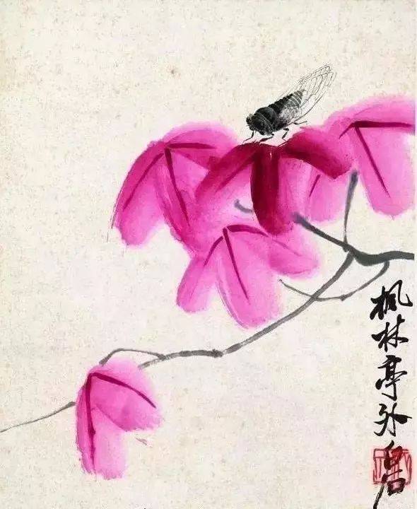 齐白石枫叶寒蝉图欣赏