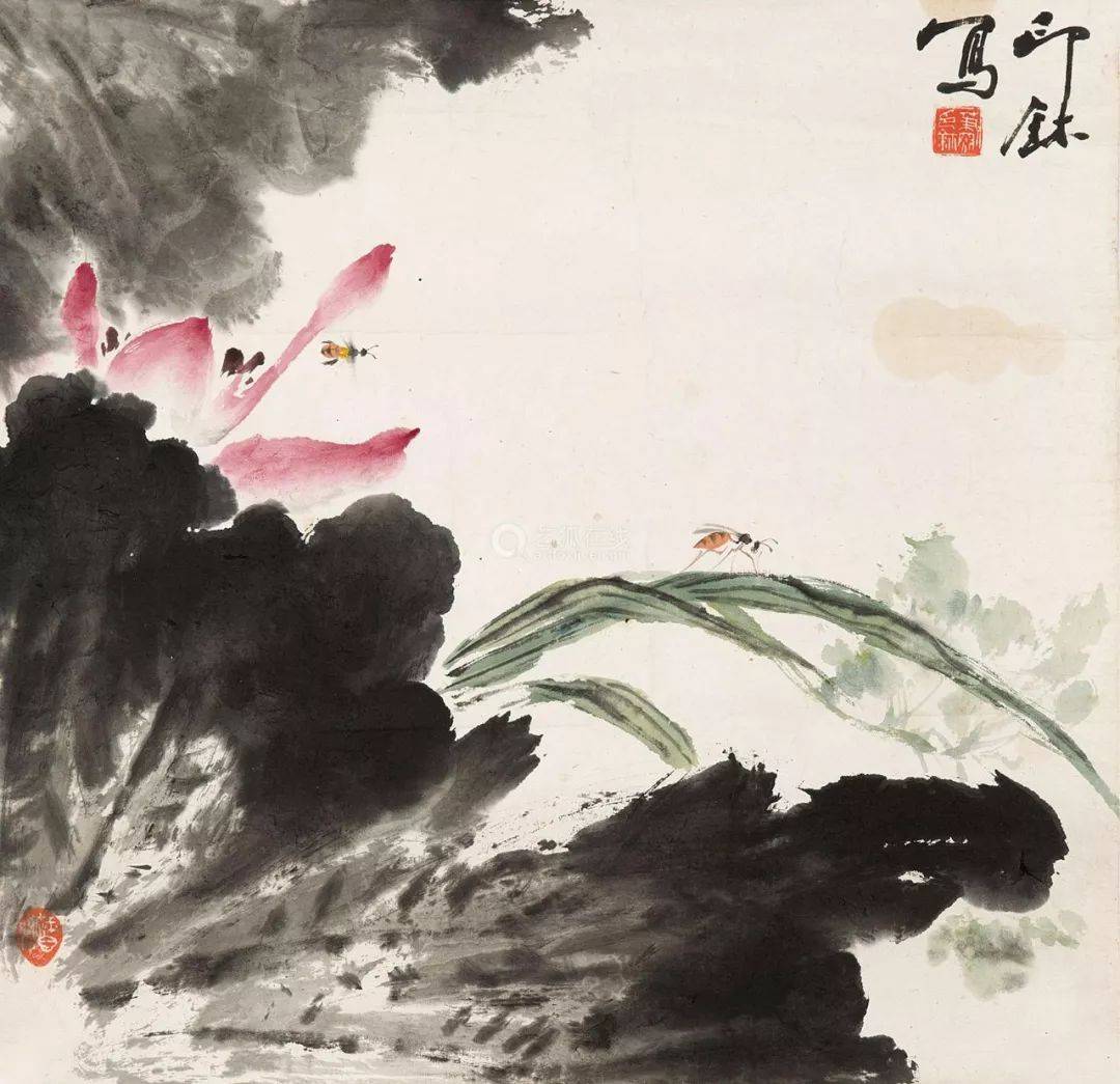 萧朗画荷,有别于大千荷