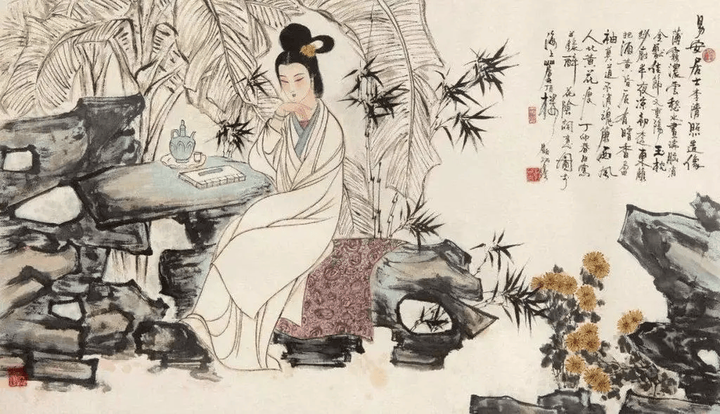 透。东篱把酒黄昏后，有暗香盈袖。莫道不销魂，帘卷西风，人比黄花瘦。《谢新恩·冉冉秋光留不住》五代·李