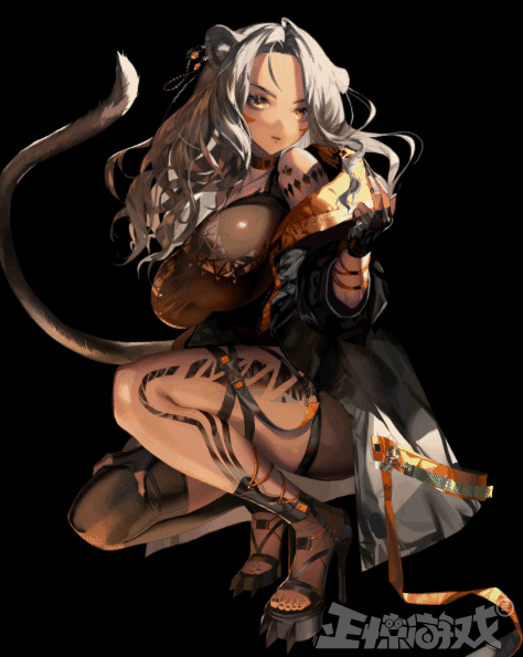 偏人类一些,金色的头发高挑的身材,唯独兽耳和脚下的鞋子显得豹味十足