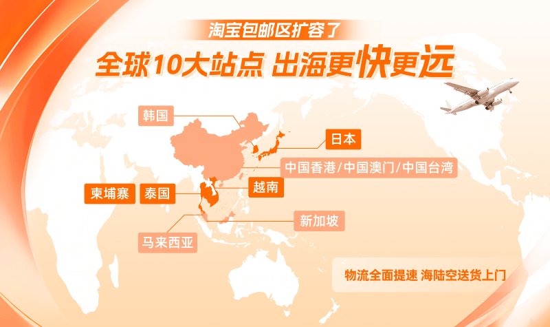 淘宝出海包邮目的地扩大至10个站点