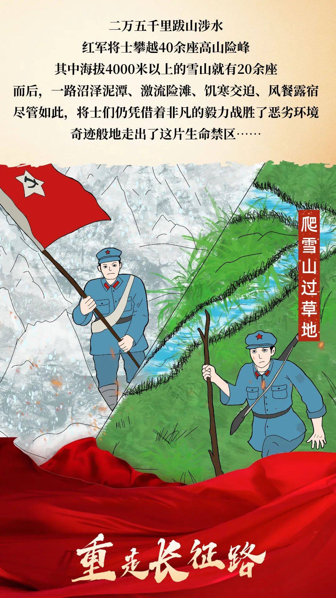 红军翻越老山界绘画图片