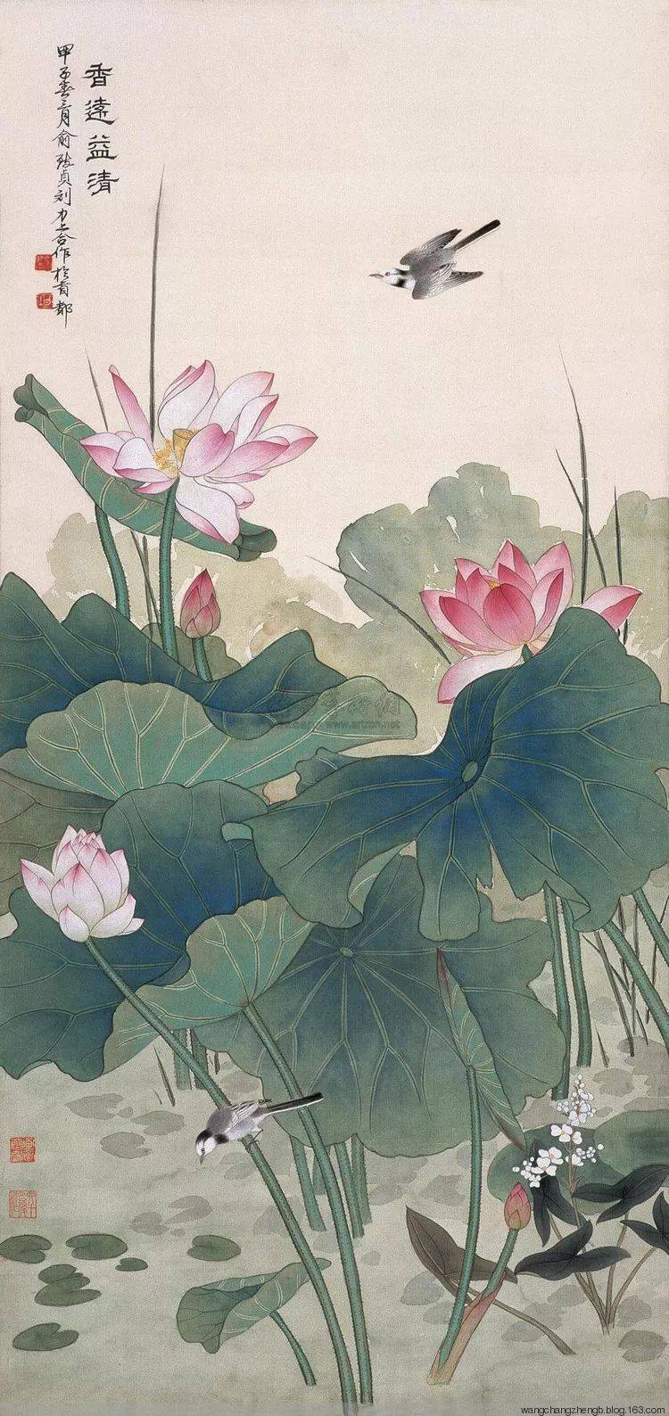 俞致贞画荷,芙蓉出水,风情无限!