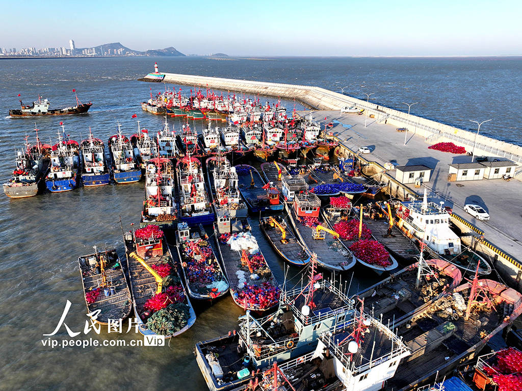 江苏连云港:渔船回港躲避寒潮大风