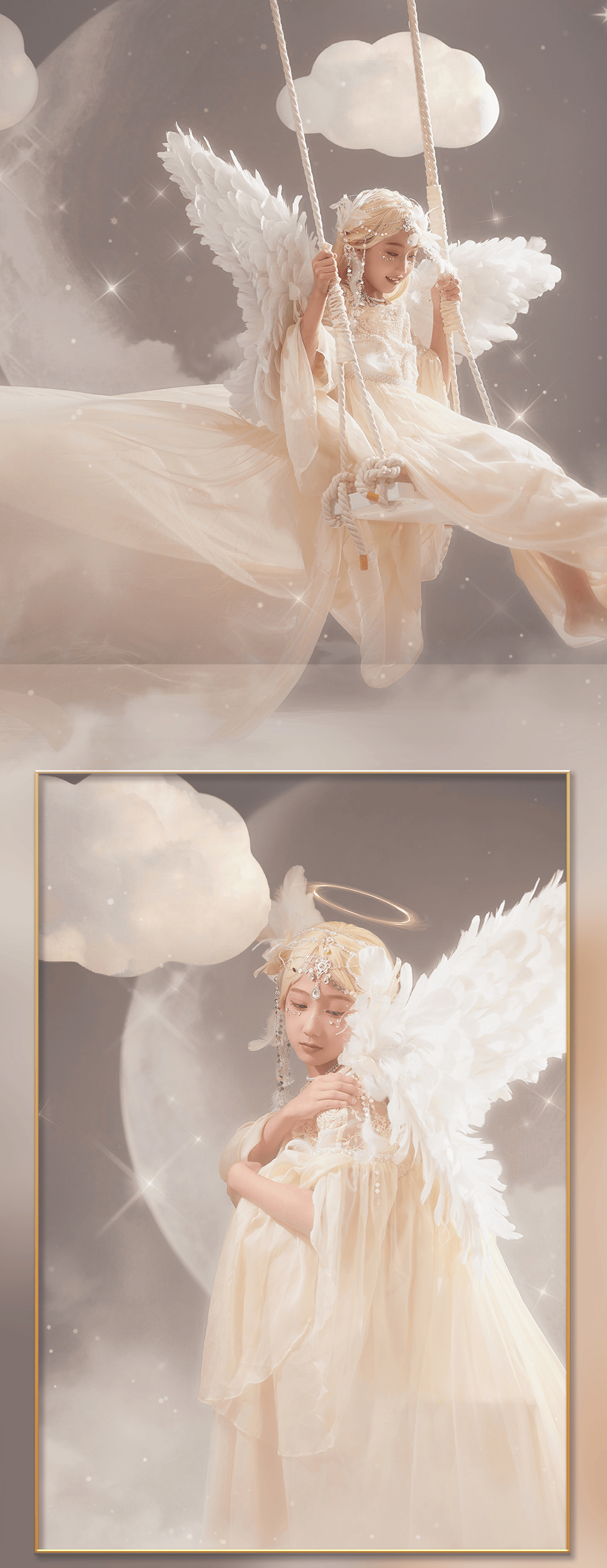 秋千云朵天使写真在朋友圈被问爆了!