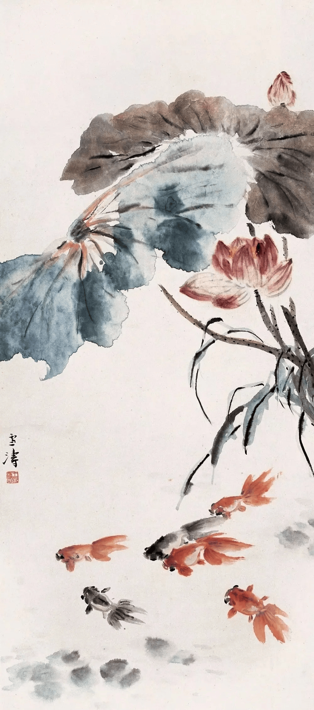 王雪涛画鱼,情趣盎然!