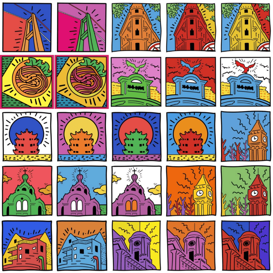 以流行波普的画风,活泼有趣的配色再现老武汉街区的地标性建筑:长江