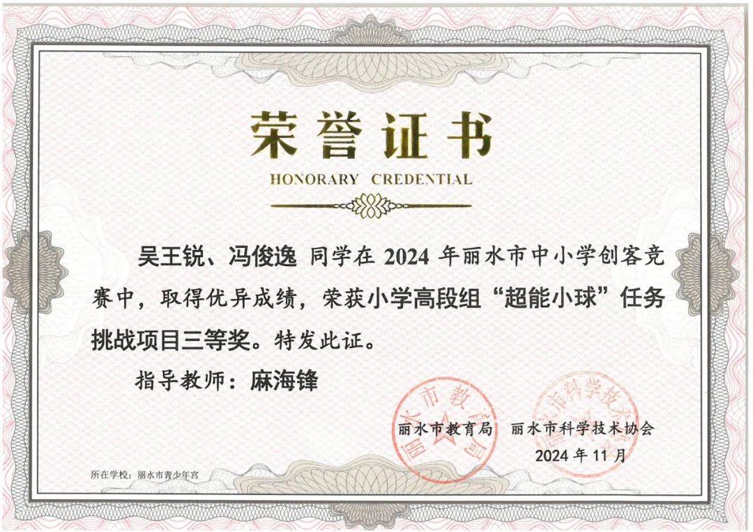 喜报 丽水市青少年宫酷玩科技社团佳绩捷报!