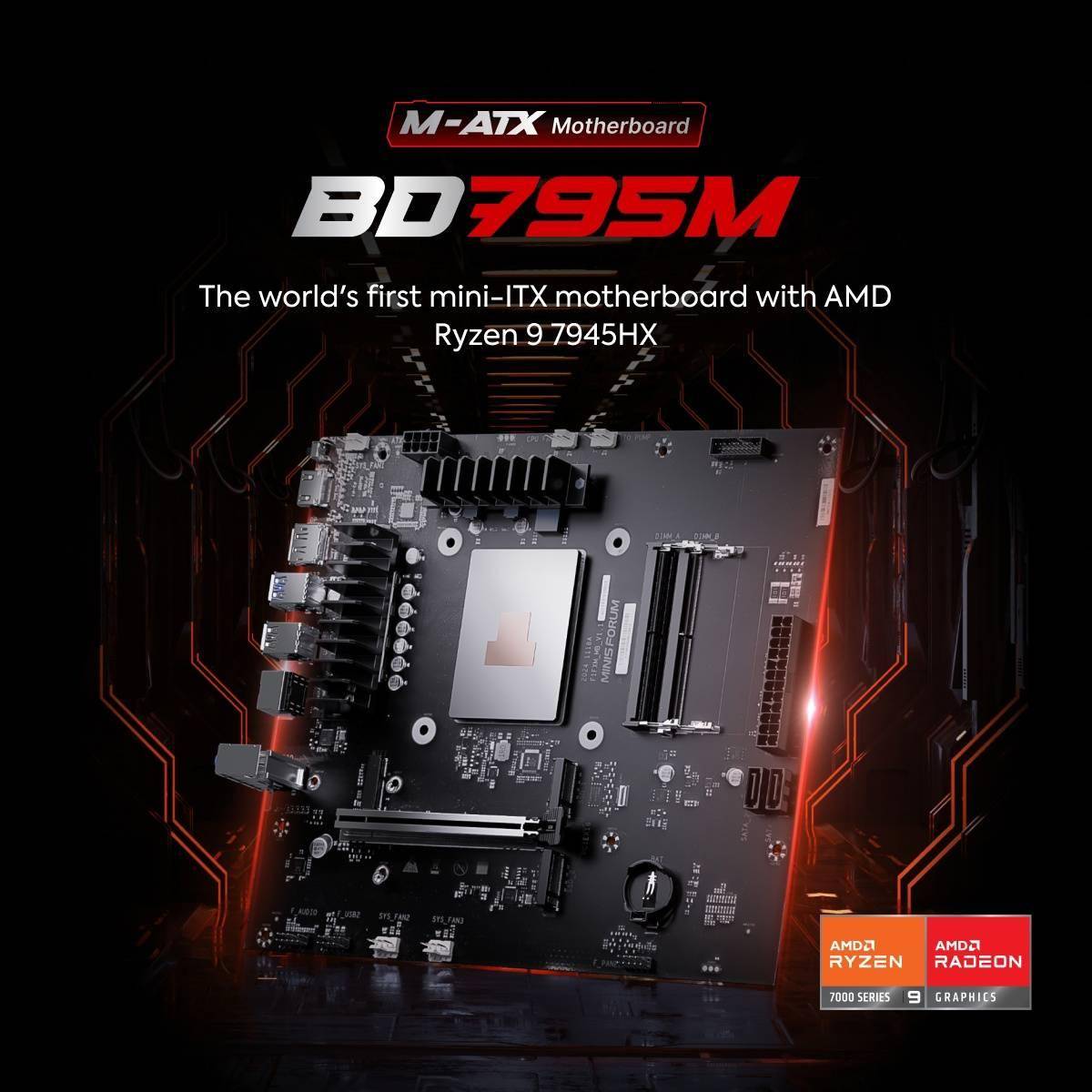 铭凡推出 BD795M 主板：板载 AMD R9 7945HX 处理器，479 美元