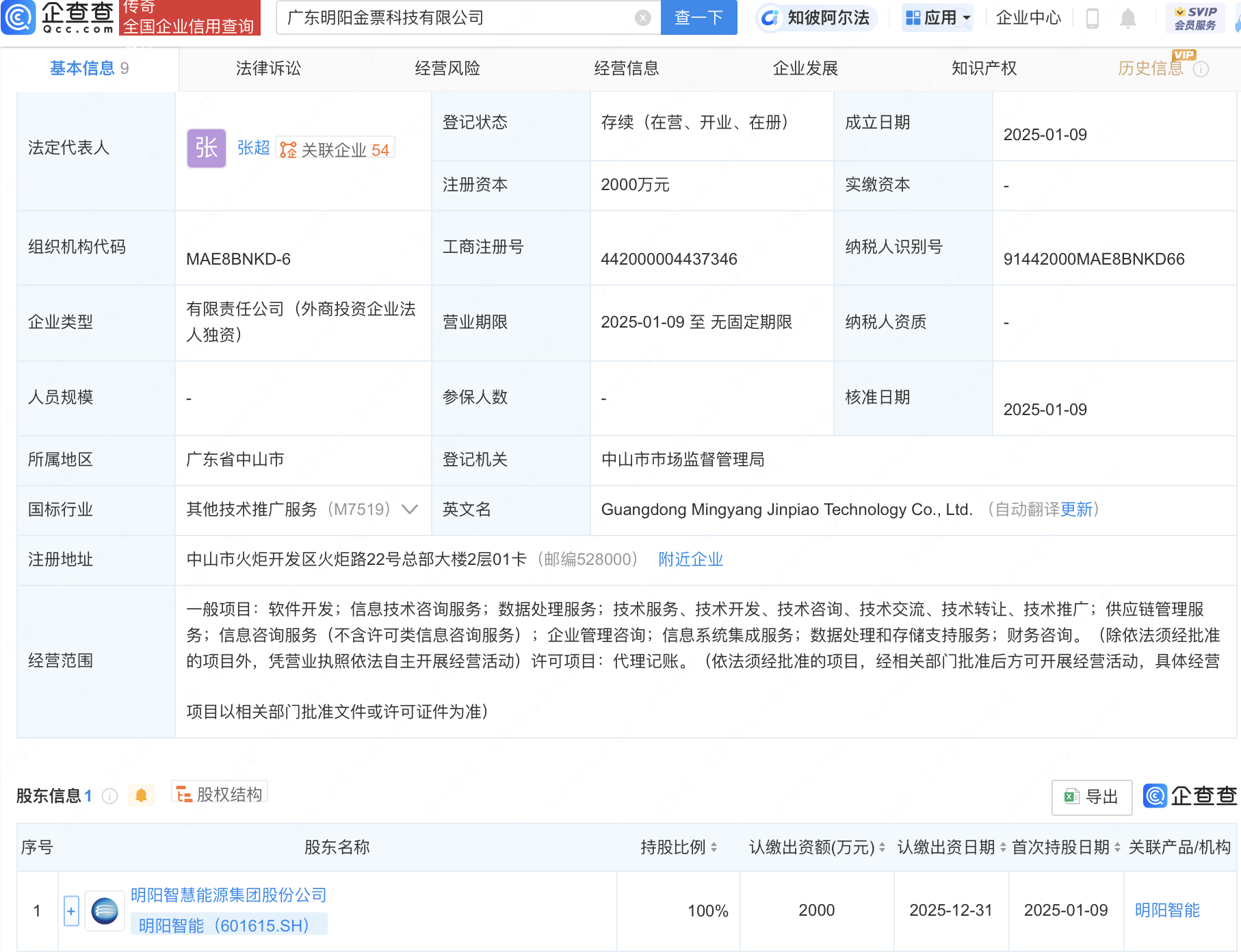 明阳智能新设科技公司，含供应链管理业务