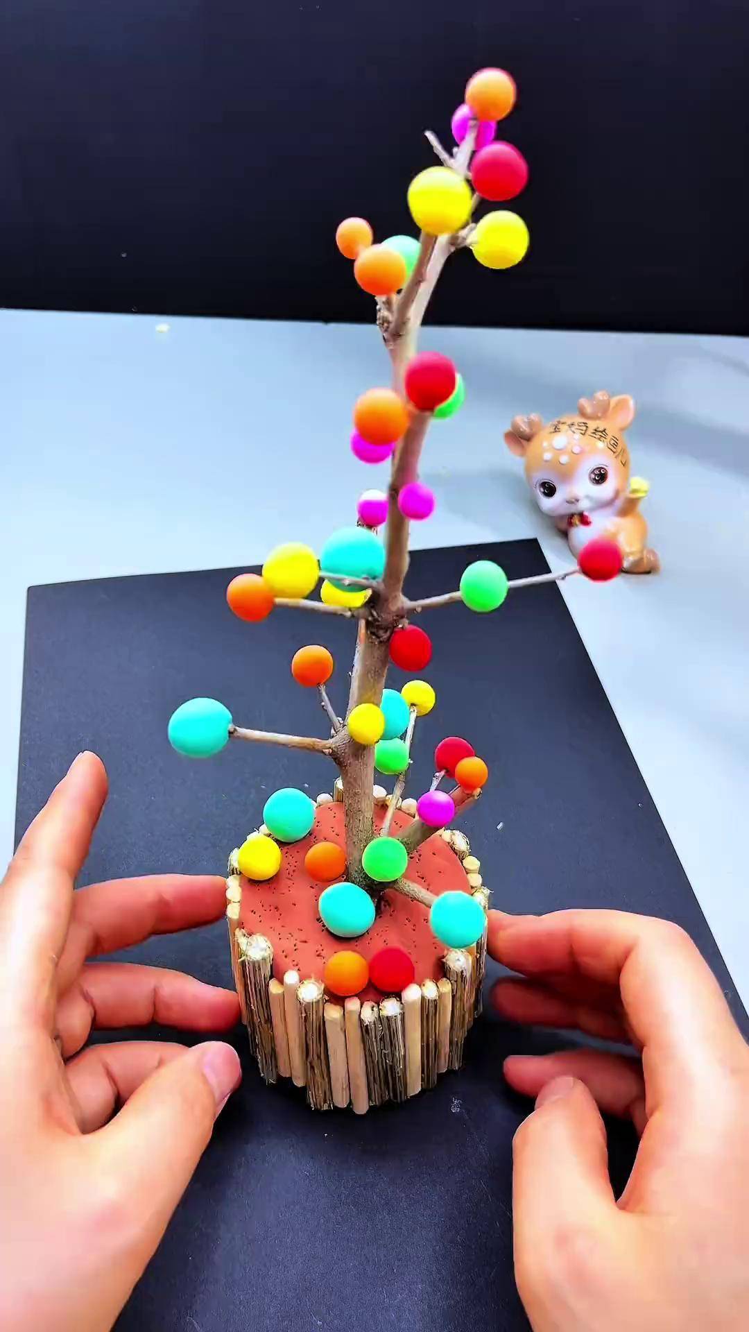 拣一根树枝和孩子一起做漂亮桌面摆件啦树枝diy摆件幼儿园手工超轻