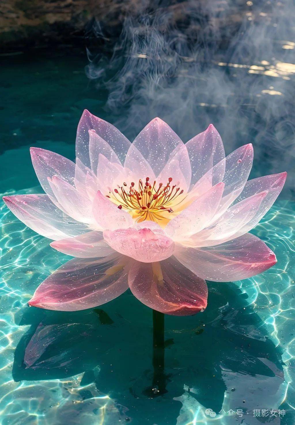 罕见的透明莲花,沁人心脾