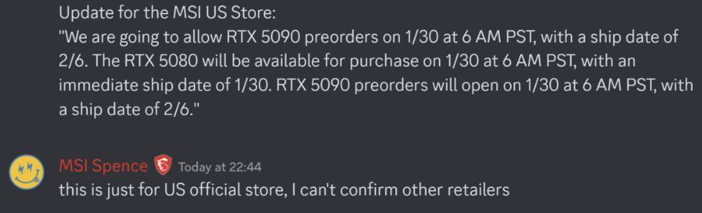明日RTX 50系列上市，5090发货日期延迟背后的供应隐忧，RTX 5080/5090即将发售，微星5090库存首发不足