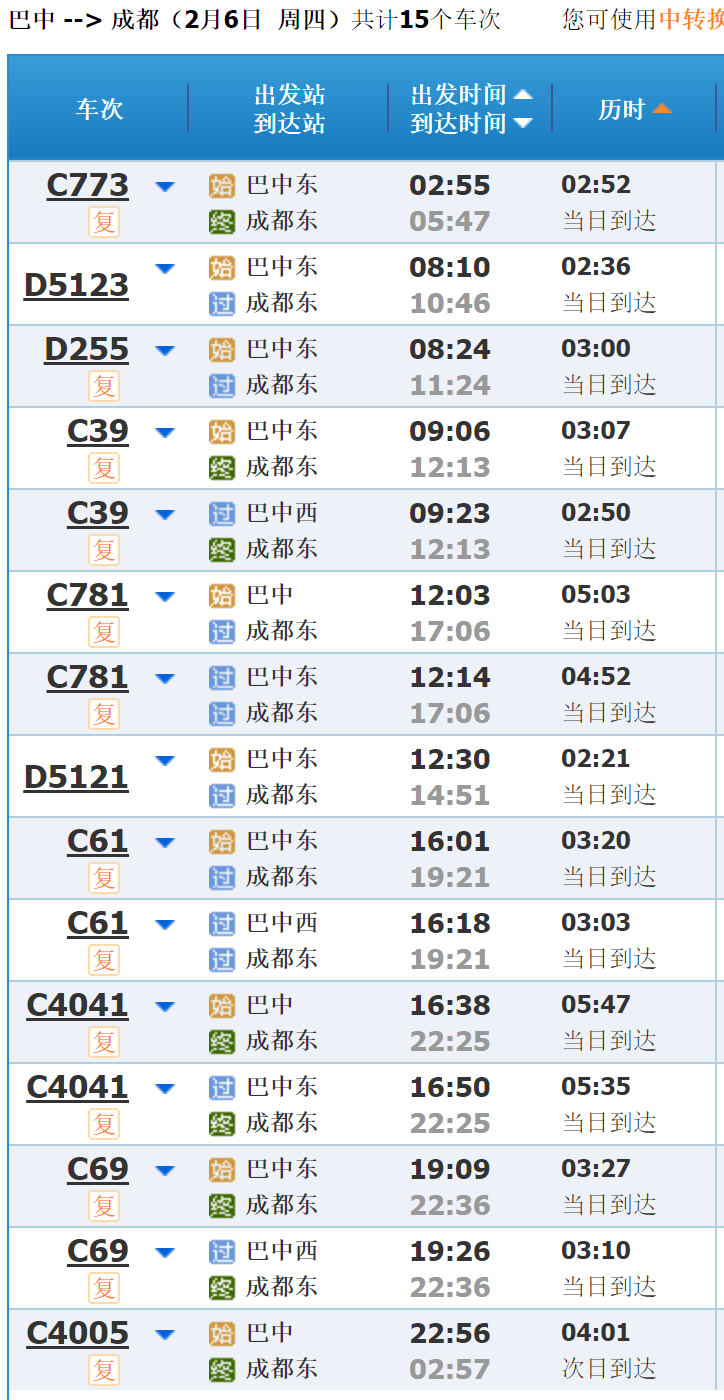 巴中列车共8趟图片