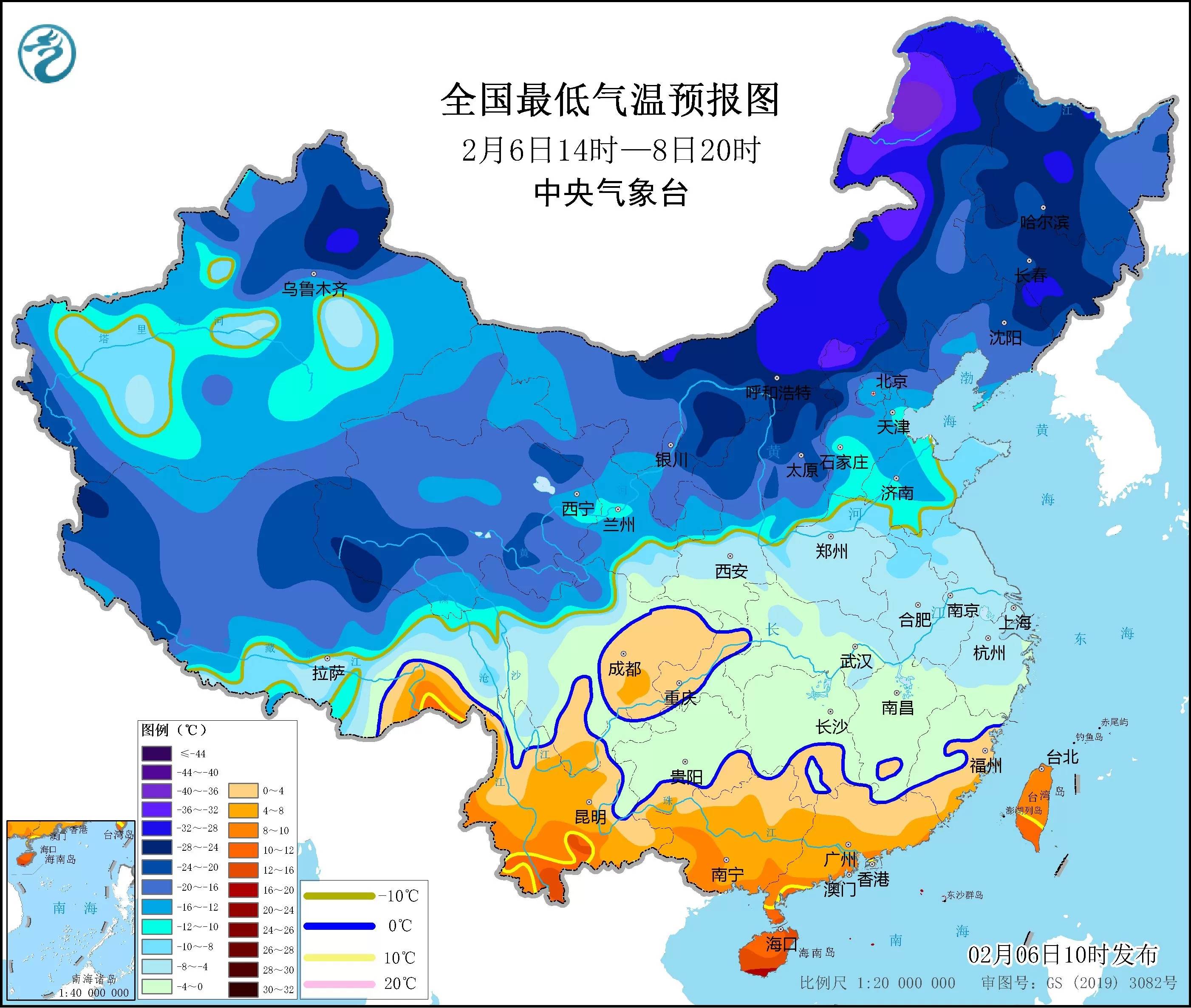全国最低气温预报图全国大风降温预报图