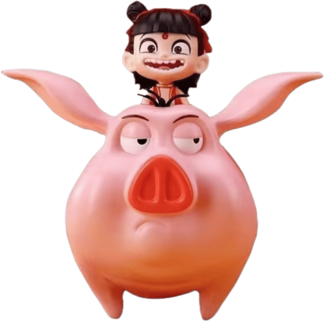 哪吒骑着飞天猪,我坐在他旁边,风呼呼地从耳边吹过,简直比坐过山车还