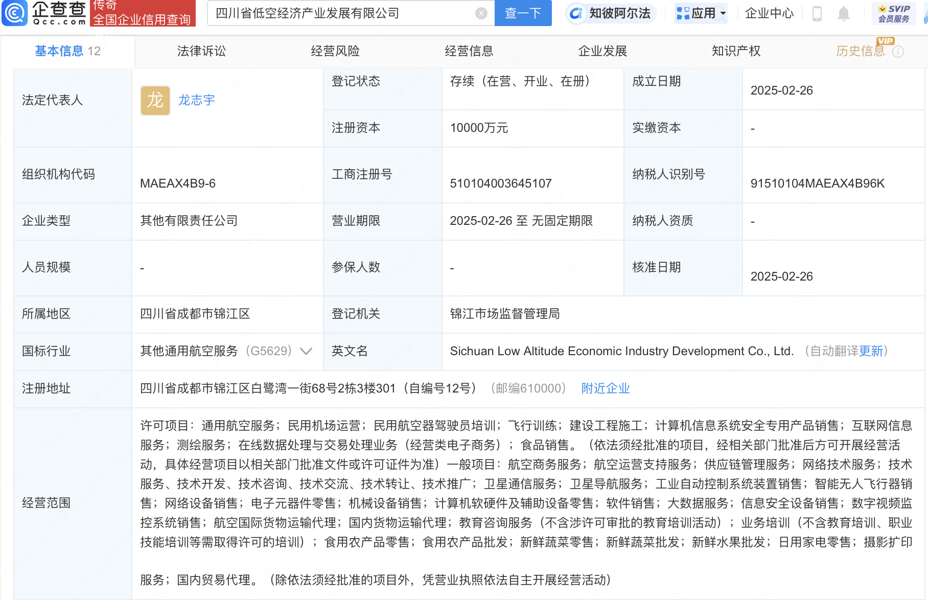 四川省低空经济产业发展公司注册成立