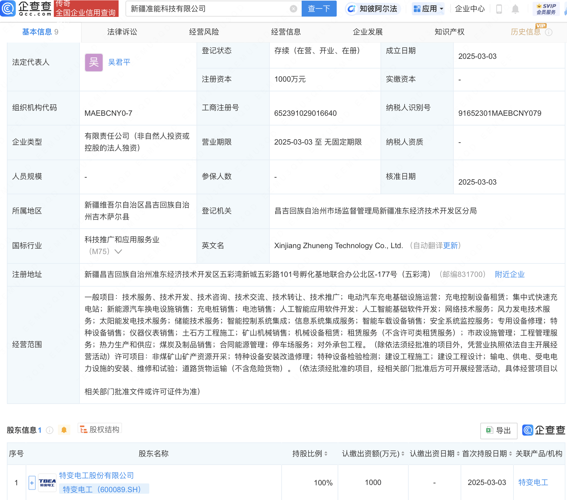 特变电工新设子公司，含AI软件开发业务