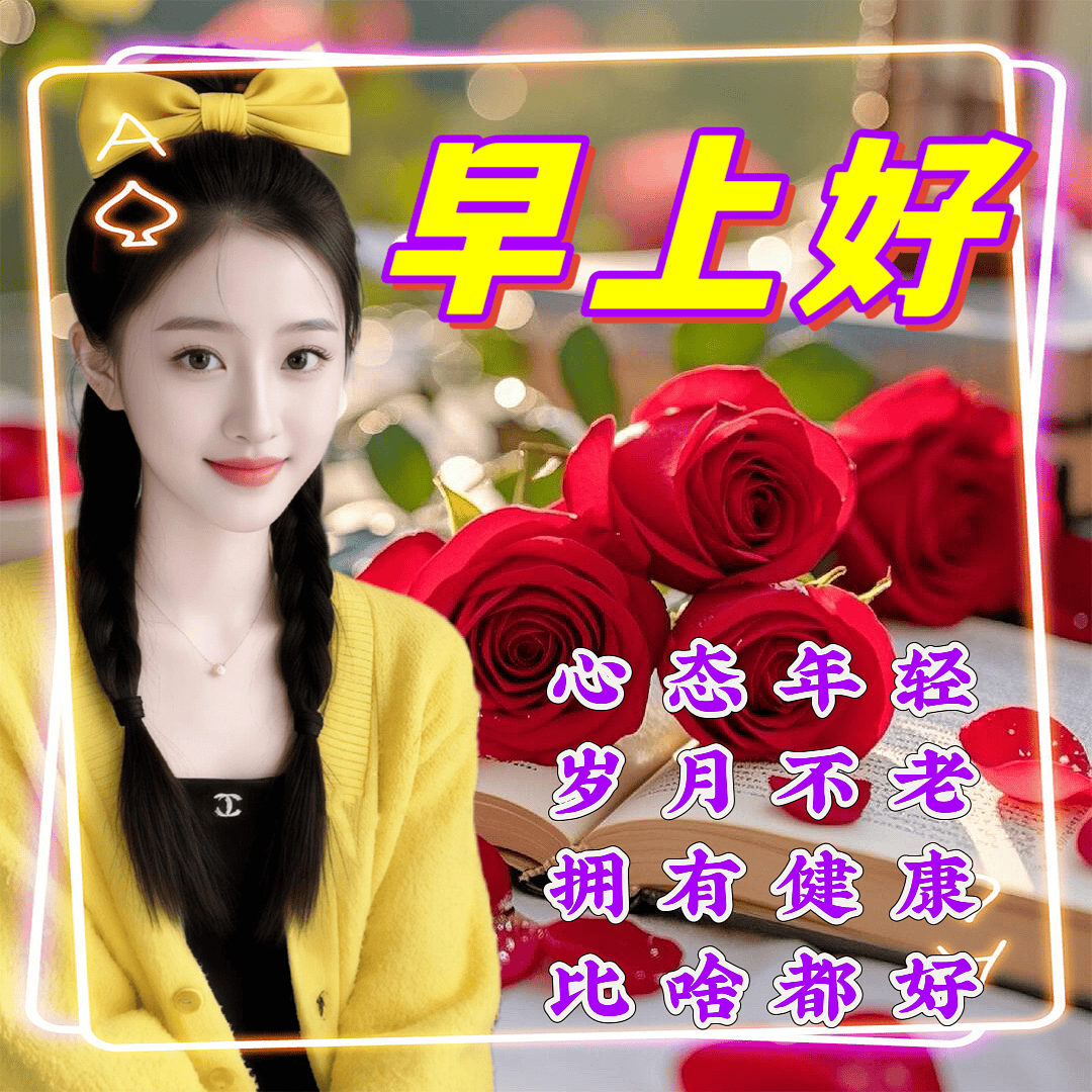 今日最新美女早上好问候朋友图片表情包,一句祝福胜千言,愿你每天都