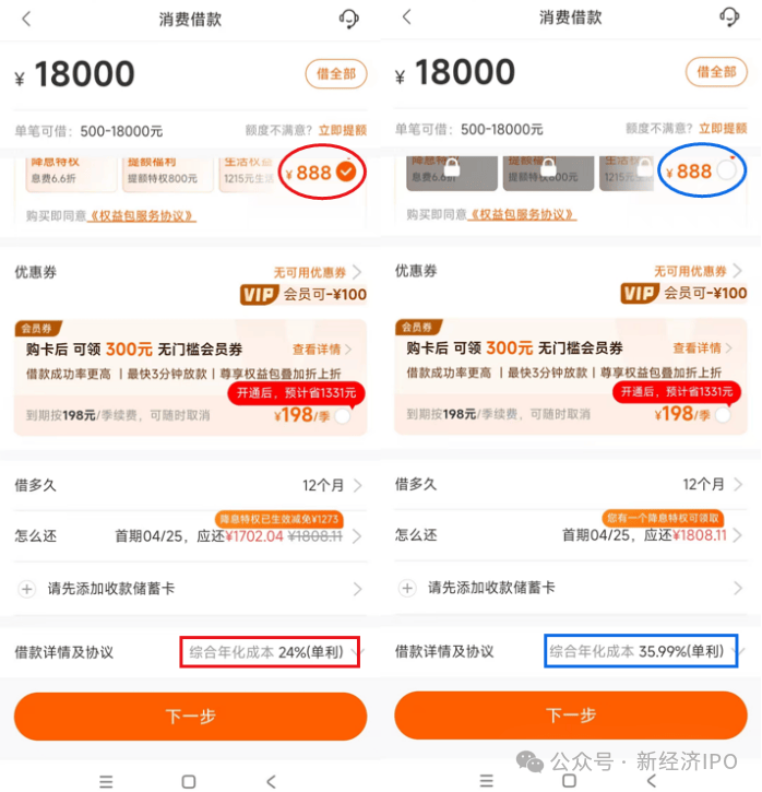 小花钱包为"降息"煞费苦心:默认勾选权益包 综合息费近30%(图1)