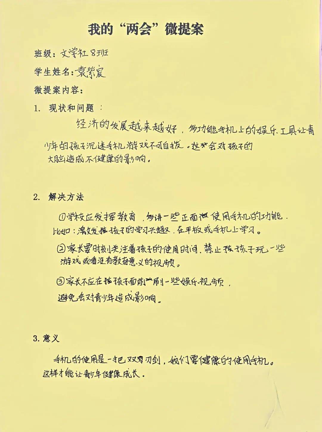 —市青少年宫文学社成功开展"两会小提案"实践活动