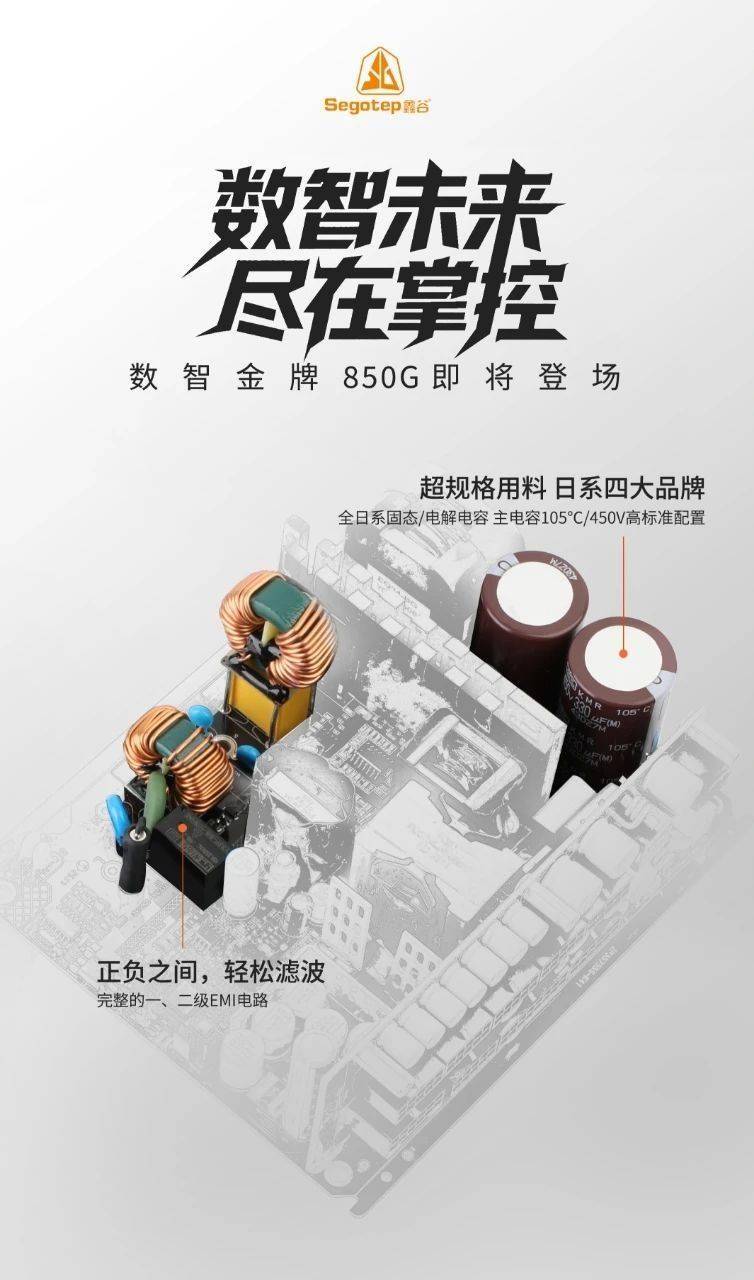 鑫谷预热数智金牌 850G 电源：数字电源技术，支持多型模组线盲插