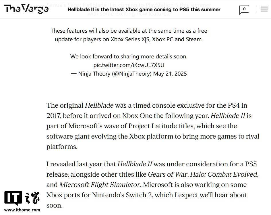 消息称微软正为任天堂Switch 2开发多款Xbox游戏，“很快”公布