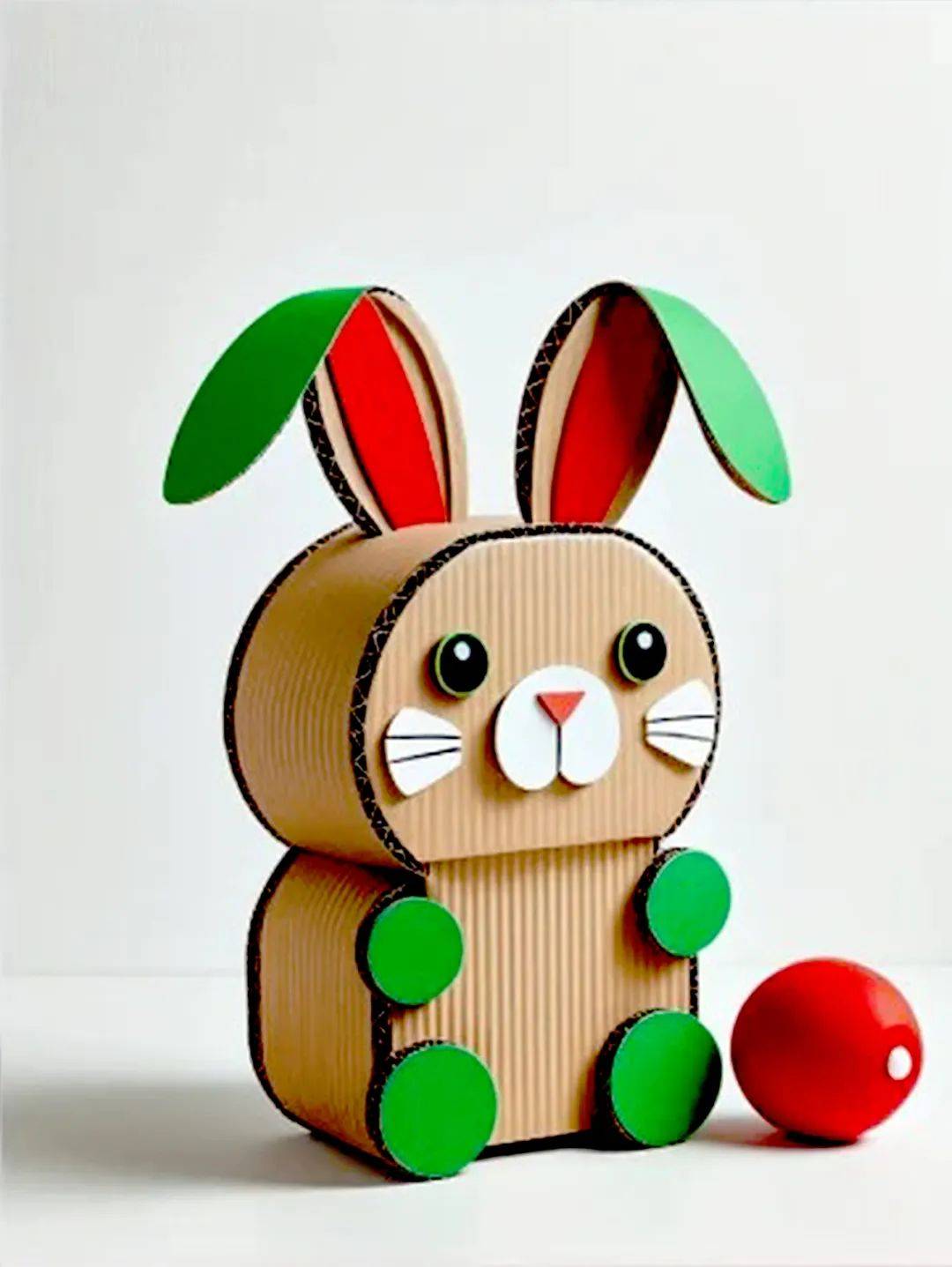 六一儿童节手工,废纸箱不要扔, 用它来做玩具兔子