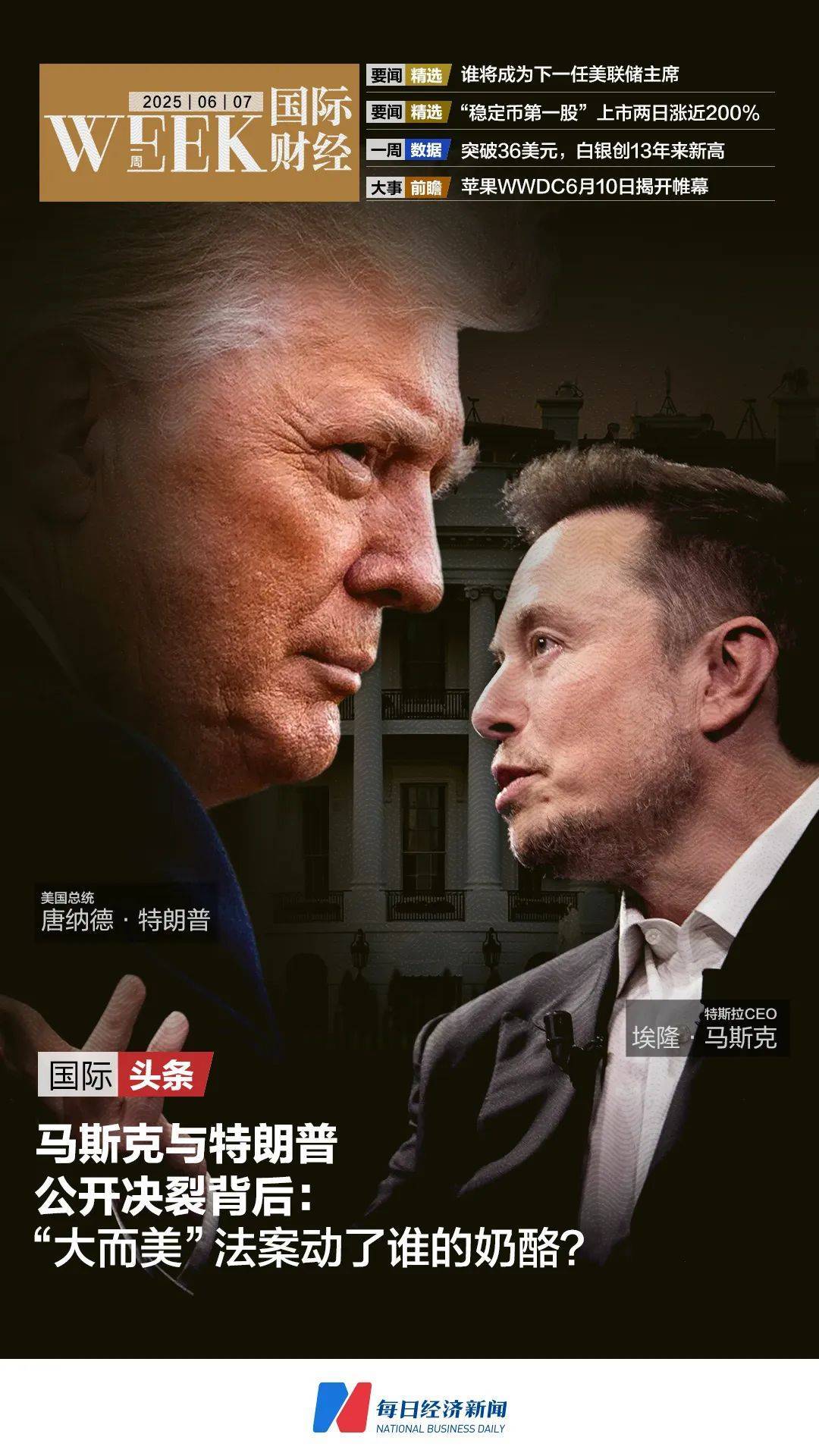 马斯克与特朗普公开决裂背后：“大而美”法案动了谁的奶酪？下一任美联储主席人选或很快公布；白银创13年来新高| 一周国际财经_搜狐网