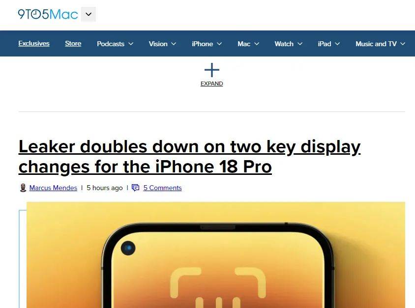 爆料称iPhone 18 Pro将迎屏幕革新，灵动岛或成前史