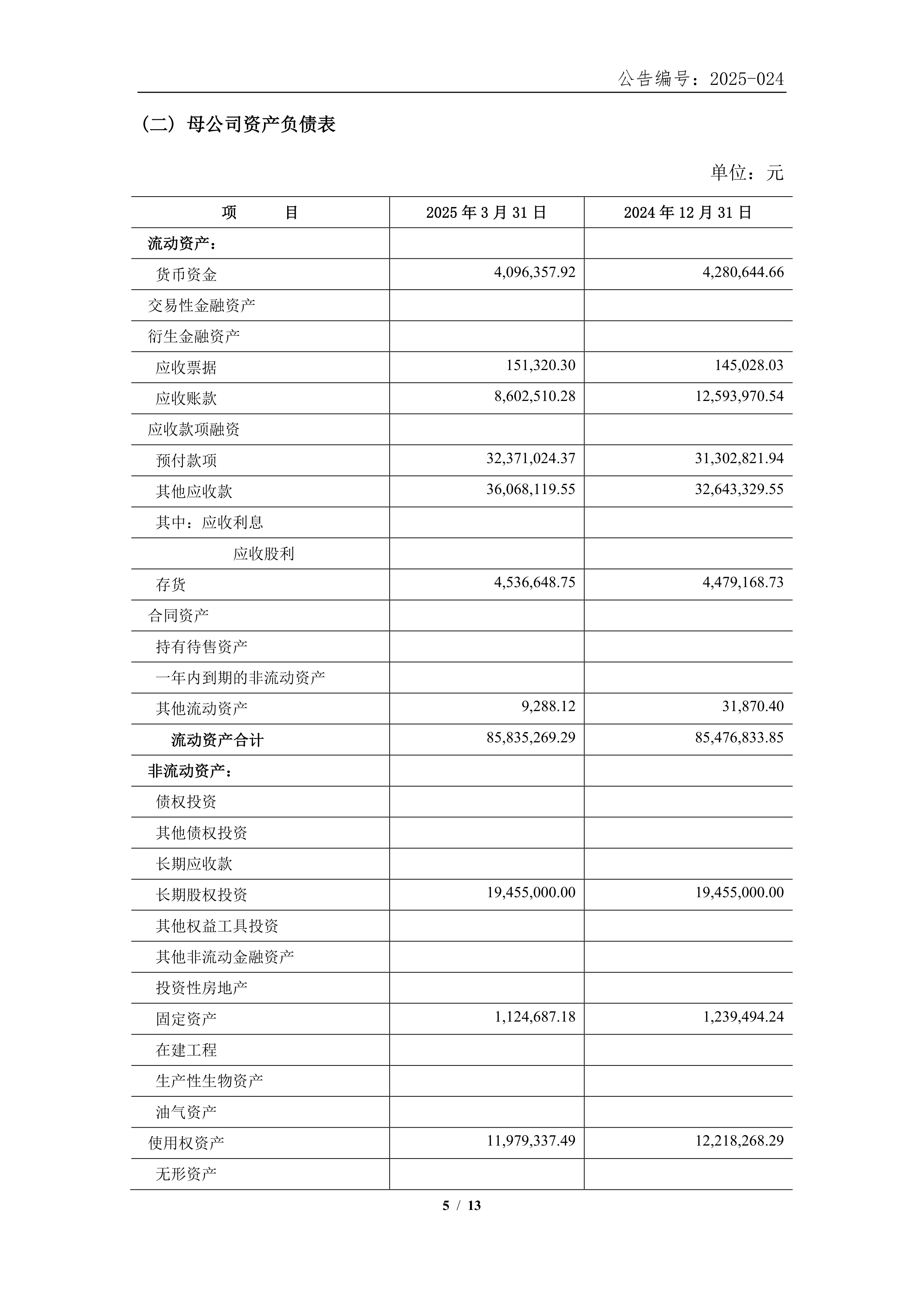 深沪京-公告-雅琪生物-2025年一季度财务报表