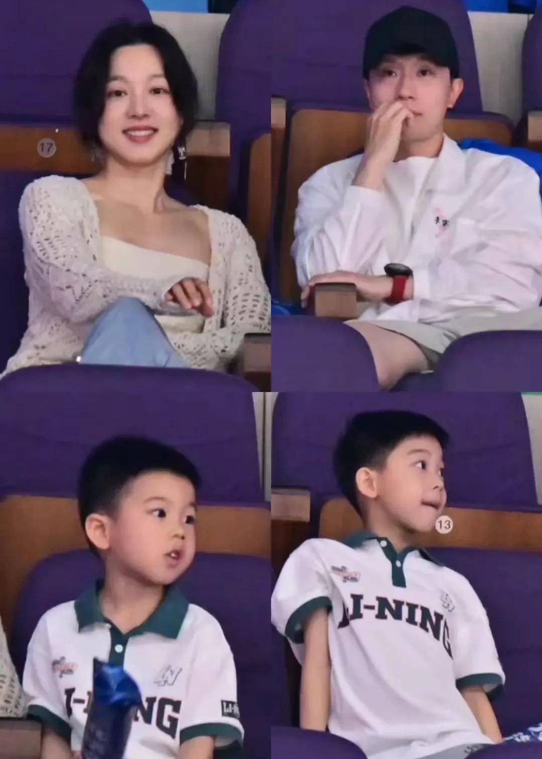 俩儿子打扮像双胞胎夏露在一旁美美拍照