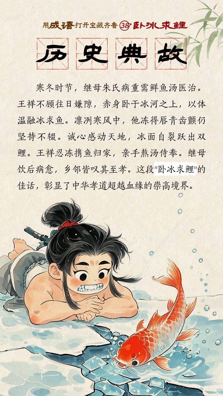 用成语打开宝藏齐鲁㊳丨卧冰求鲤