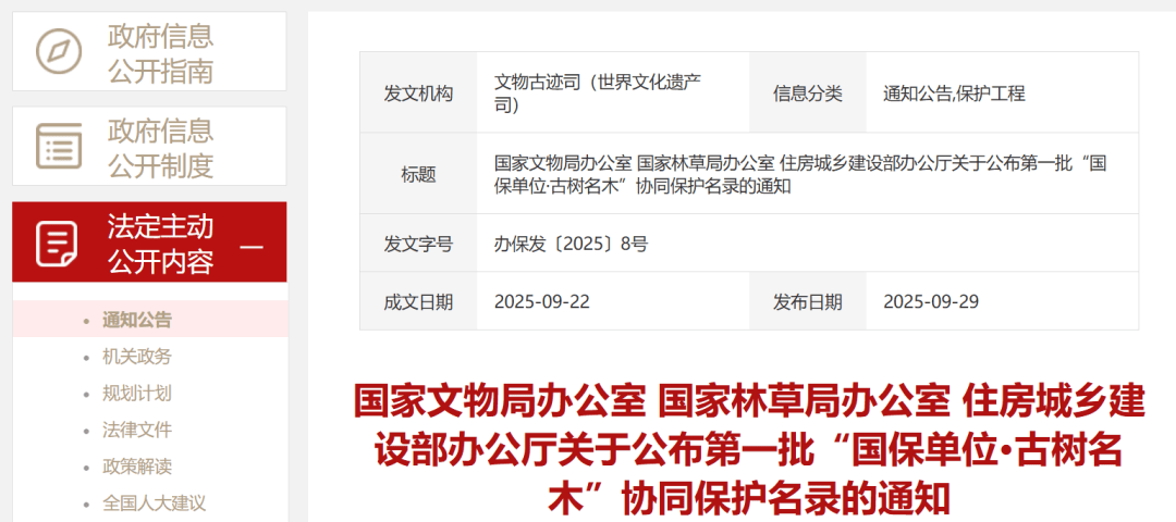 全国首批！“国保单位·古树名木”协同保护名录公布→仓颉墓与庙·仓颉手植柏入选