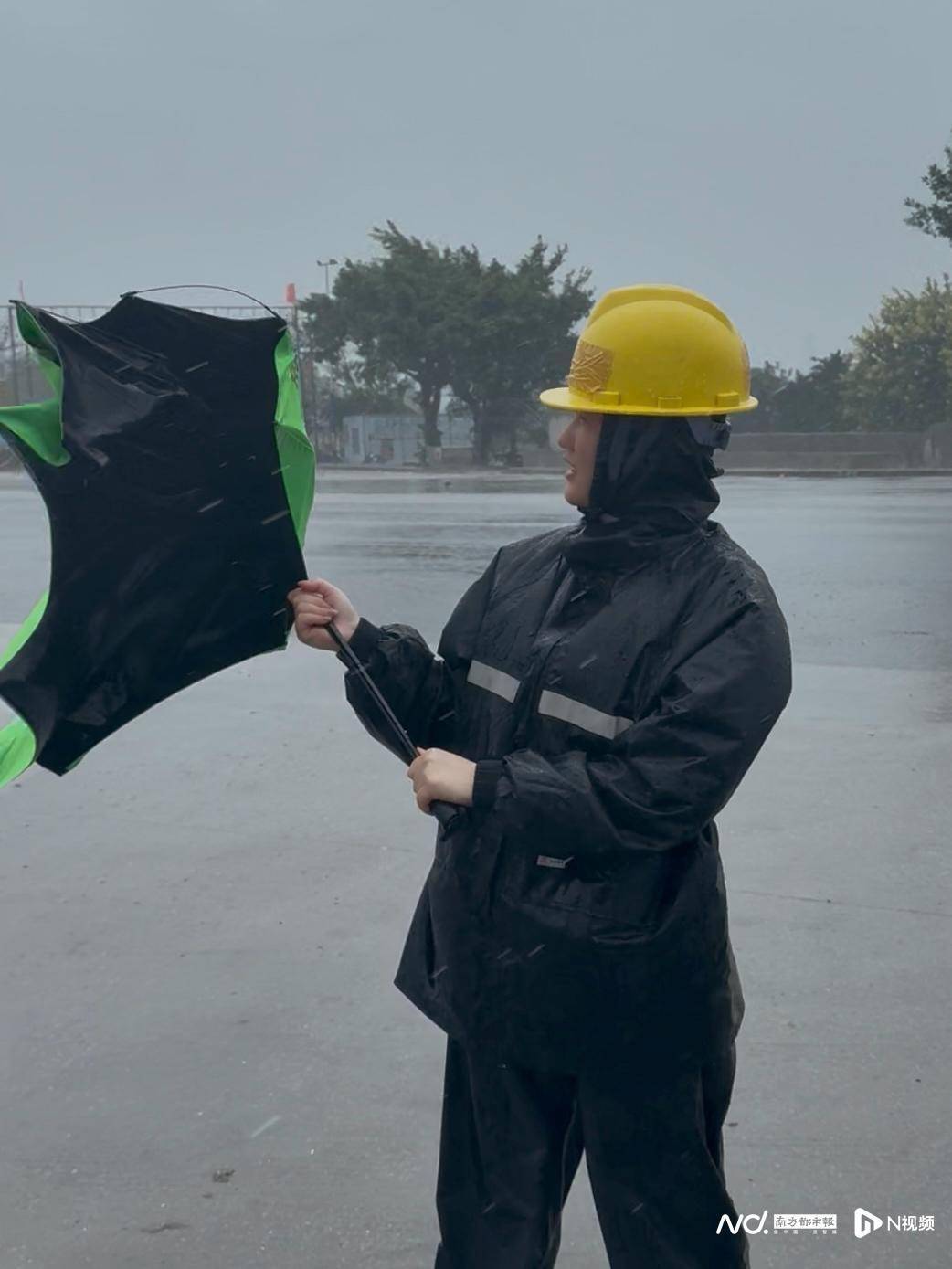 南都直击“麦德姆”即将登陆：雨伞被风吹翻，小车在路上折返