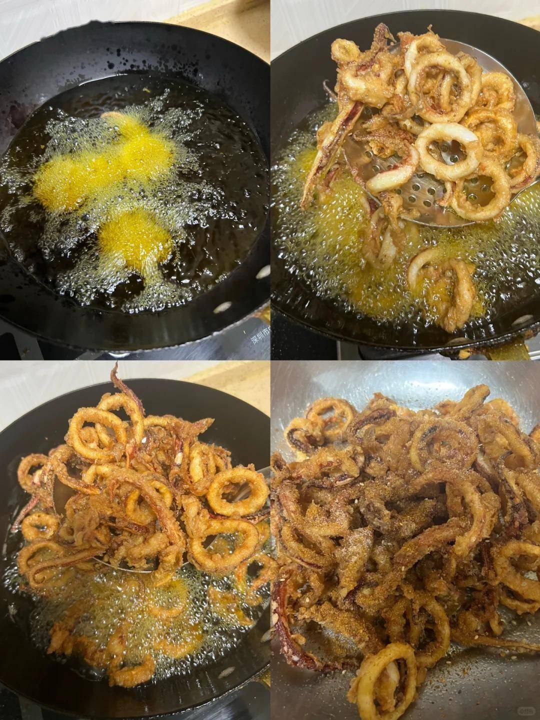 原来炸鱿鱼圈这么简单,外脆内q,凉了不软,看就学会