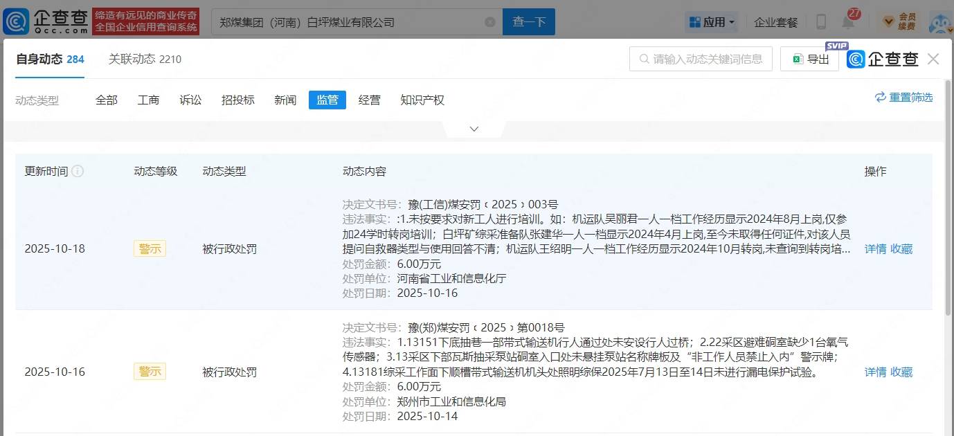 因生产安全隐患 郑煤集团白坪煤业三天内两次被监管处罚(图2)