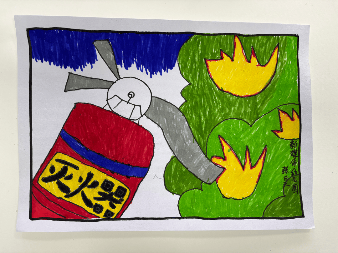 《大兴区新媒体幼儿园》绘画作品展在孩子们的眼中,什么是消防?