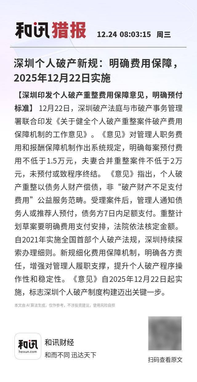 深圳个人破产新规：明确费用保障，2025年12月22日实施_搜狐网