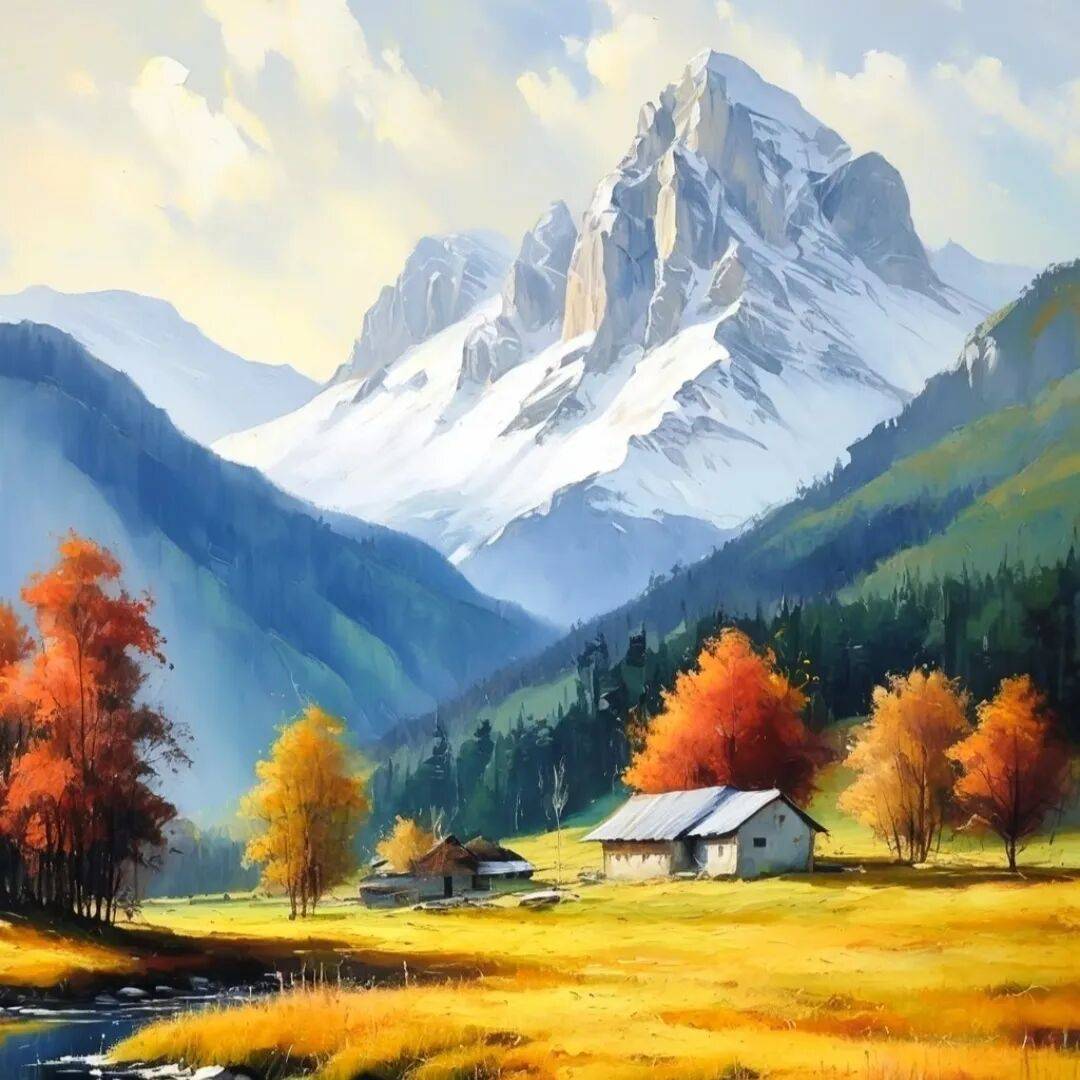 山水油画,别样韵味