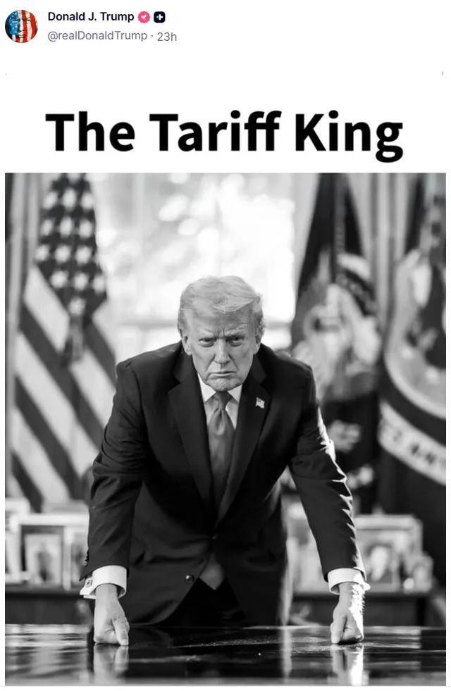 特朗普发布个人黑白照：我是关税王