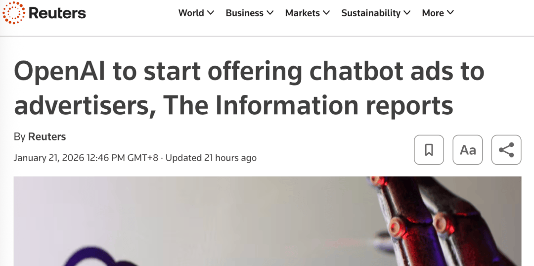 ChatGPT要有广告了？消息称OpenAI正与广告商接洽