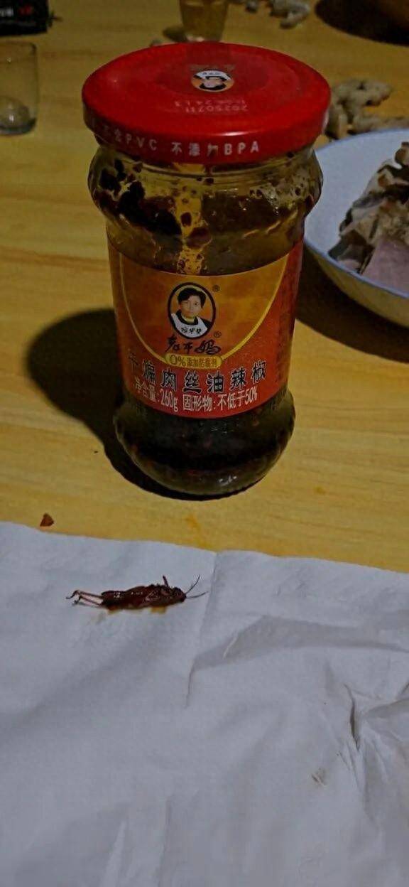 老干妈吃出蚂蚱？多次被曝吃出异物，消费者质疑