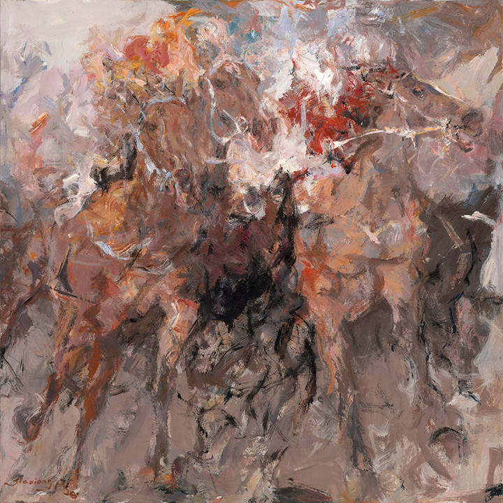 在梦幻绚丽的色块中显示“海派抽象”_搜狐网