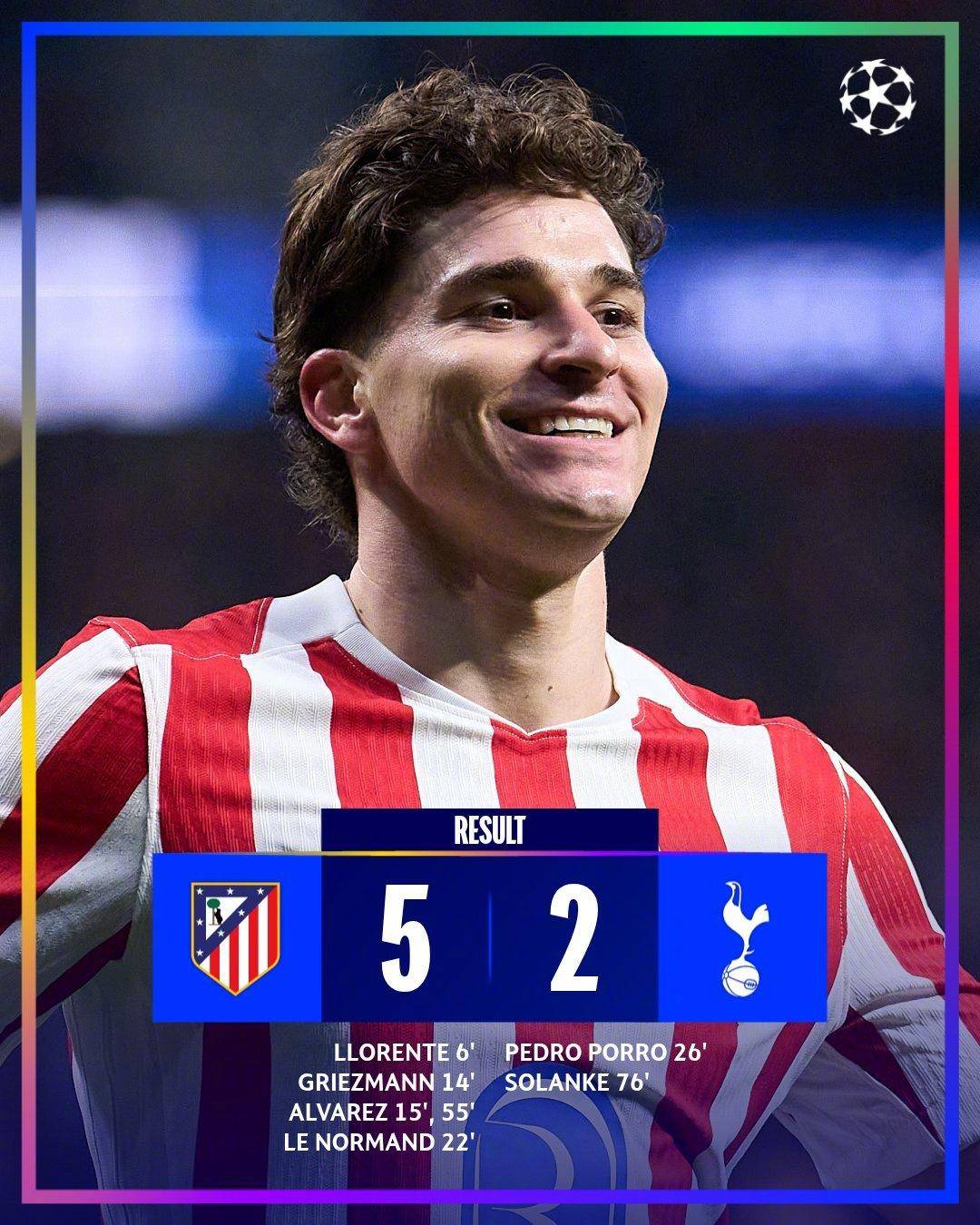 热闻|对方门将两度送礼，阿尔瓦雷斯独造3球！马竞5-2狂胜热刺