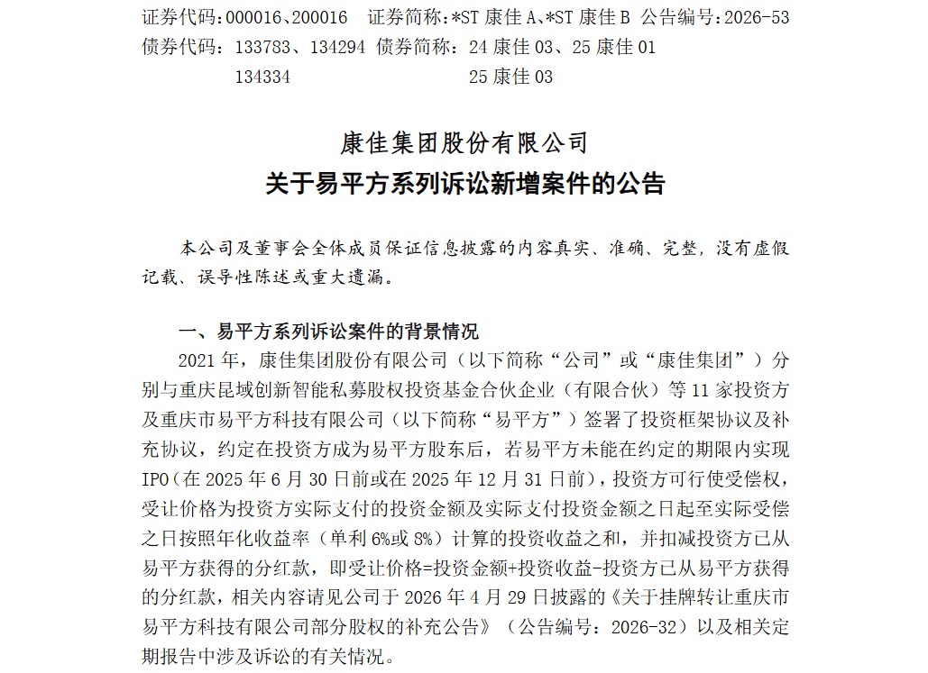 *ST康佳主动退市，财务恶化叠加诉讼缠身
