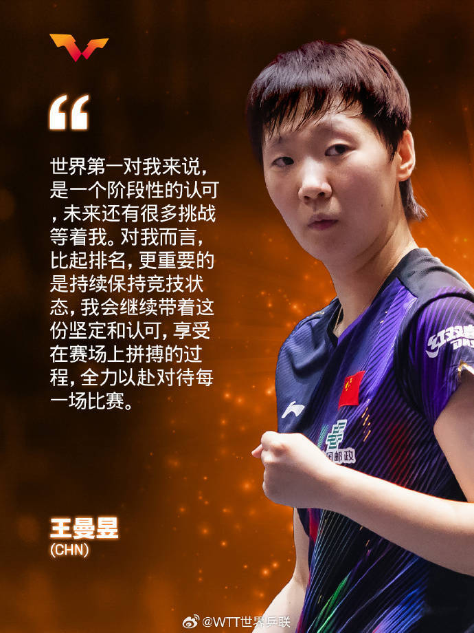 王曼昱：世界第一对我来说，是一个阶段性的认可，未来还有很多挑战等着我