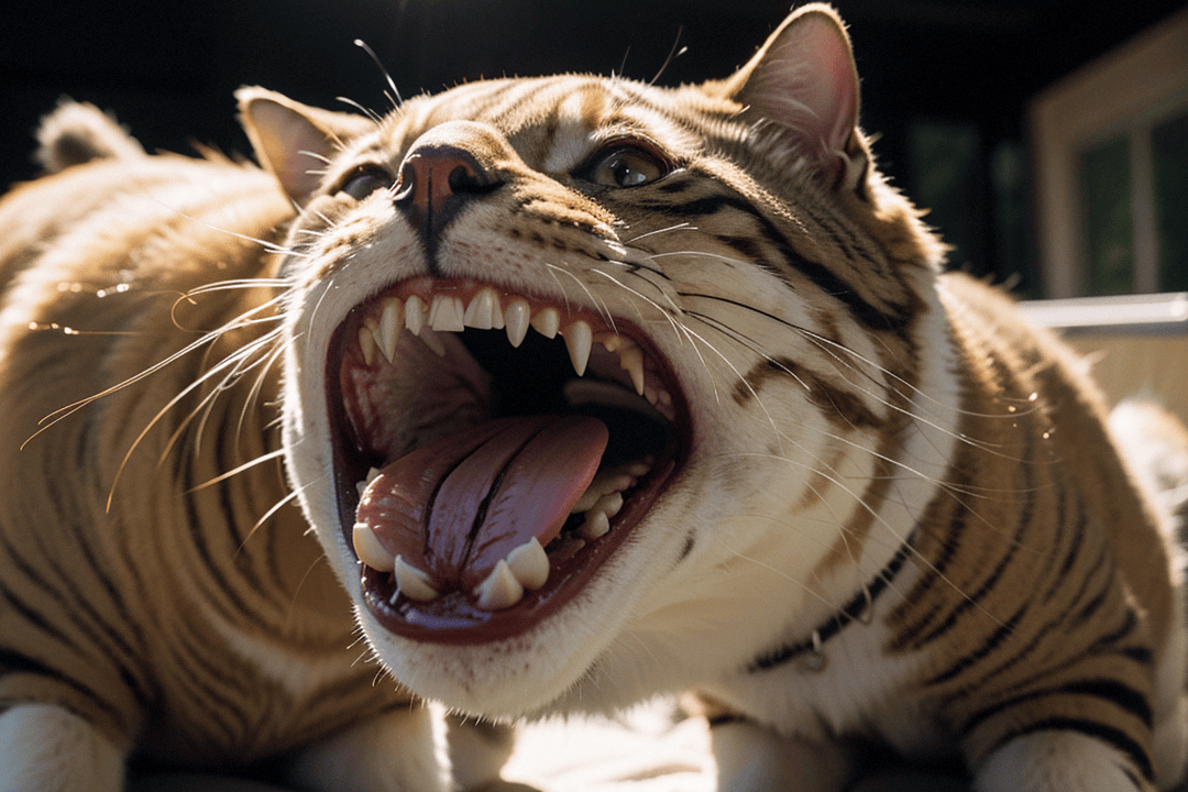 喵咪张开大嘴吃饭,不顾形象,主人:怀疑养了一只二哈!